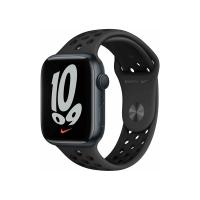 Apple Watch Nike S7 GPS-es (45mm) éjfekete alumínium tok, fekete szilikon Nike sportszíjas okosóra