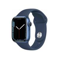 Apple Watch S7 GPS-es (41mm) kék alumínium tok, kék szilikon sportszíjas okosóra