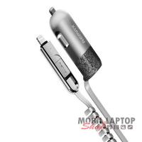 Autós töltő átalakítható Apple iPhone 8 pin és Micro USB 3.4A plusz USB ezüst-fehér FINCHY REMAX